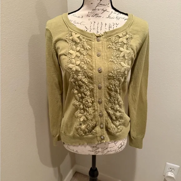 Embroidered Green Sweater - Picture 1 of 4